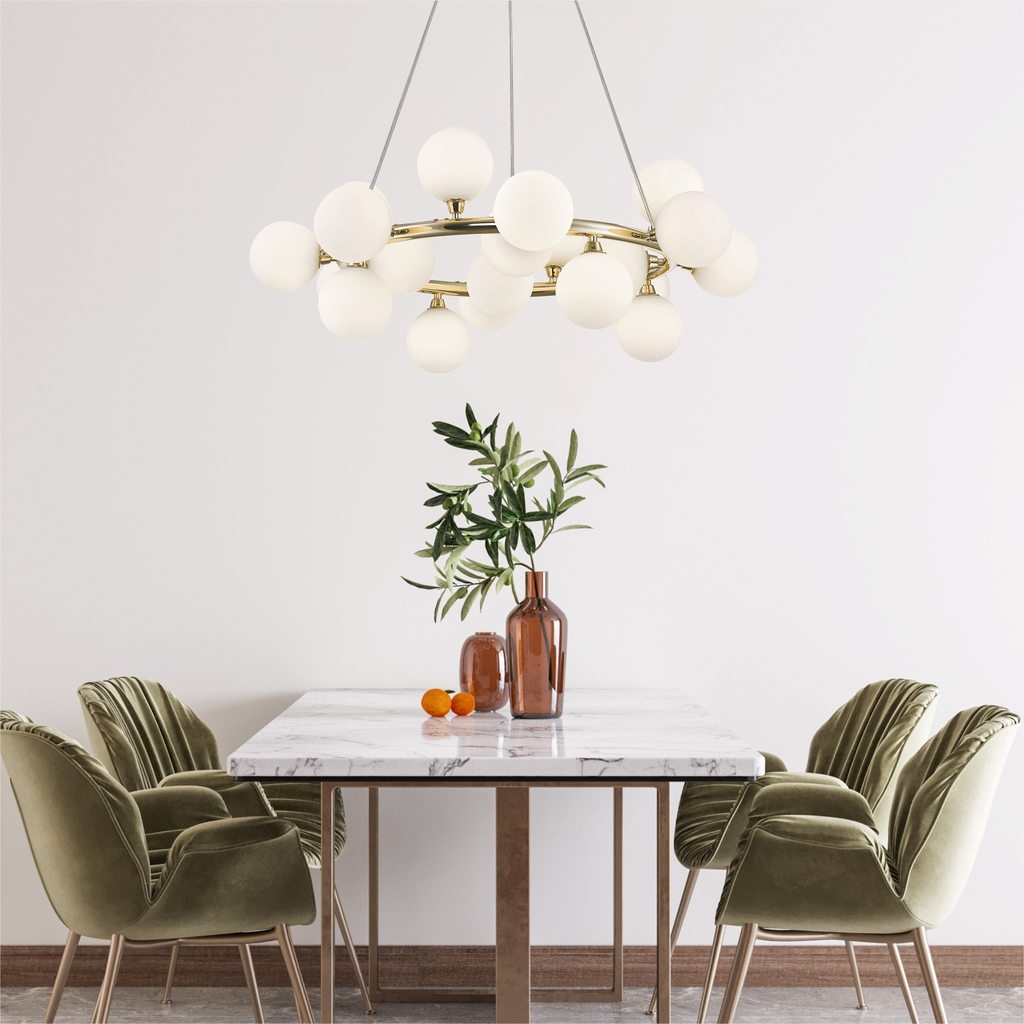 Zlatá guľová závesná lampa BOBO