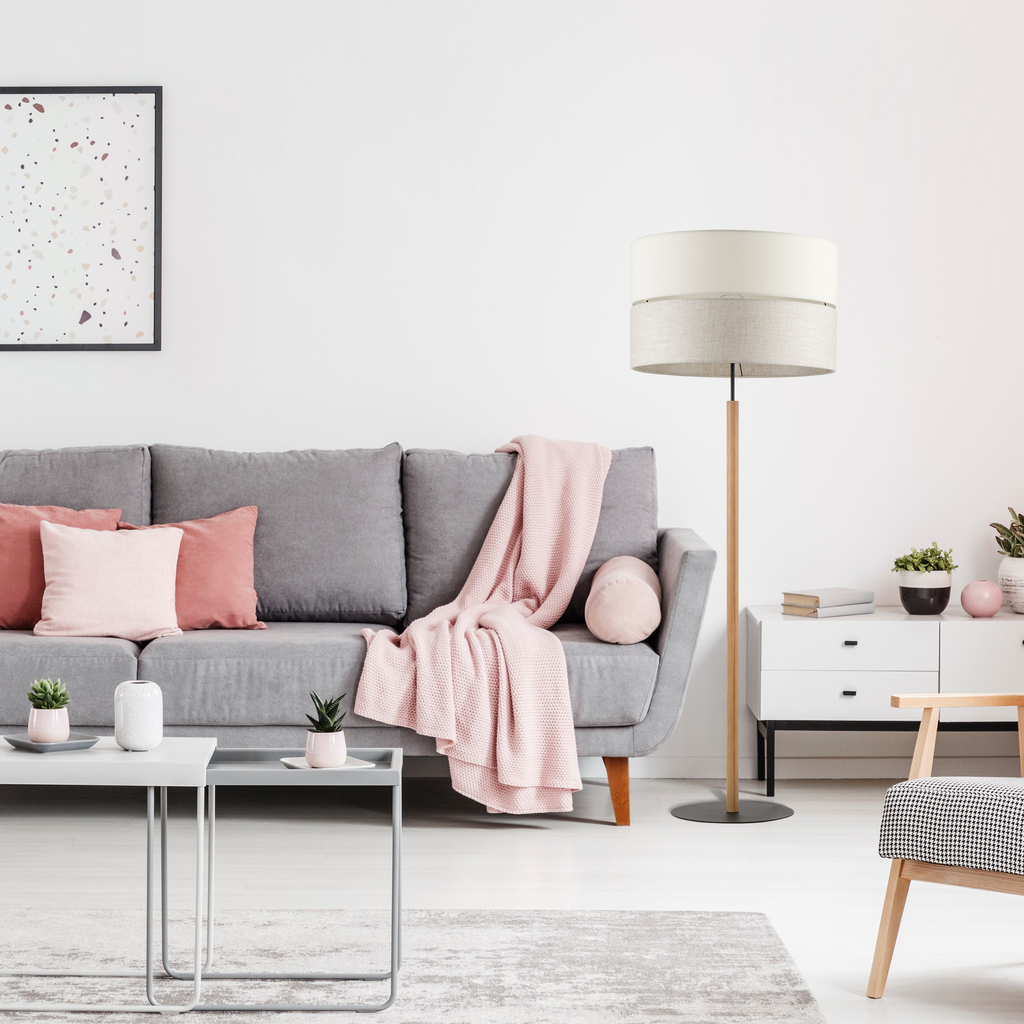 Stojacia lampa s tienidlom v sivej farbe ECO