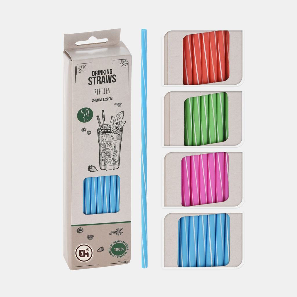 Súprava slamiek na opakované použitie, 50 kusov MIX