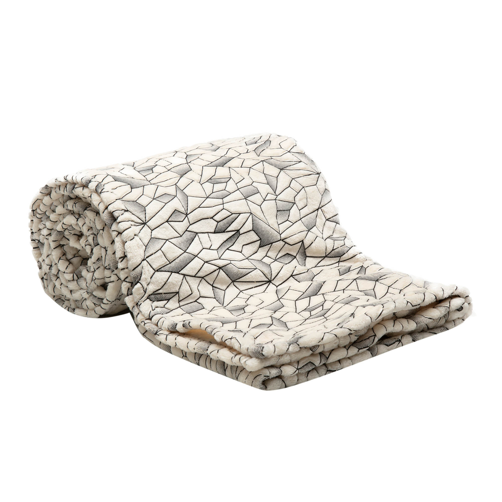 Deka s geometrickým vzorom GEOM 150x200 cm, krémová