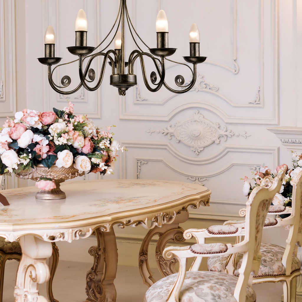 Retro svietnikový luster DONATO čierno-zlatý