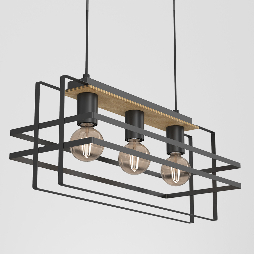 Závesné svietidlo čierny kov/svetlé drevo KORTEZ III