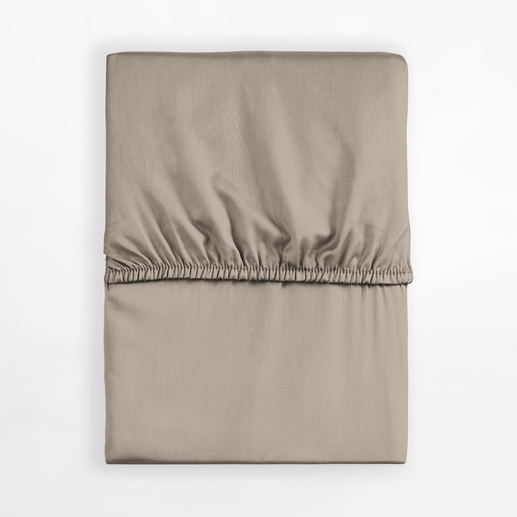 Saténové prestieradlo s gumičkou taupe PURE 140x200 cm