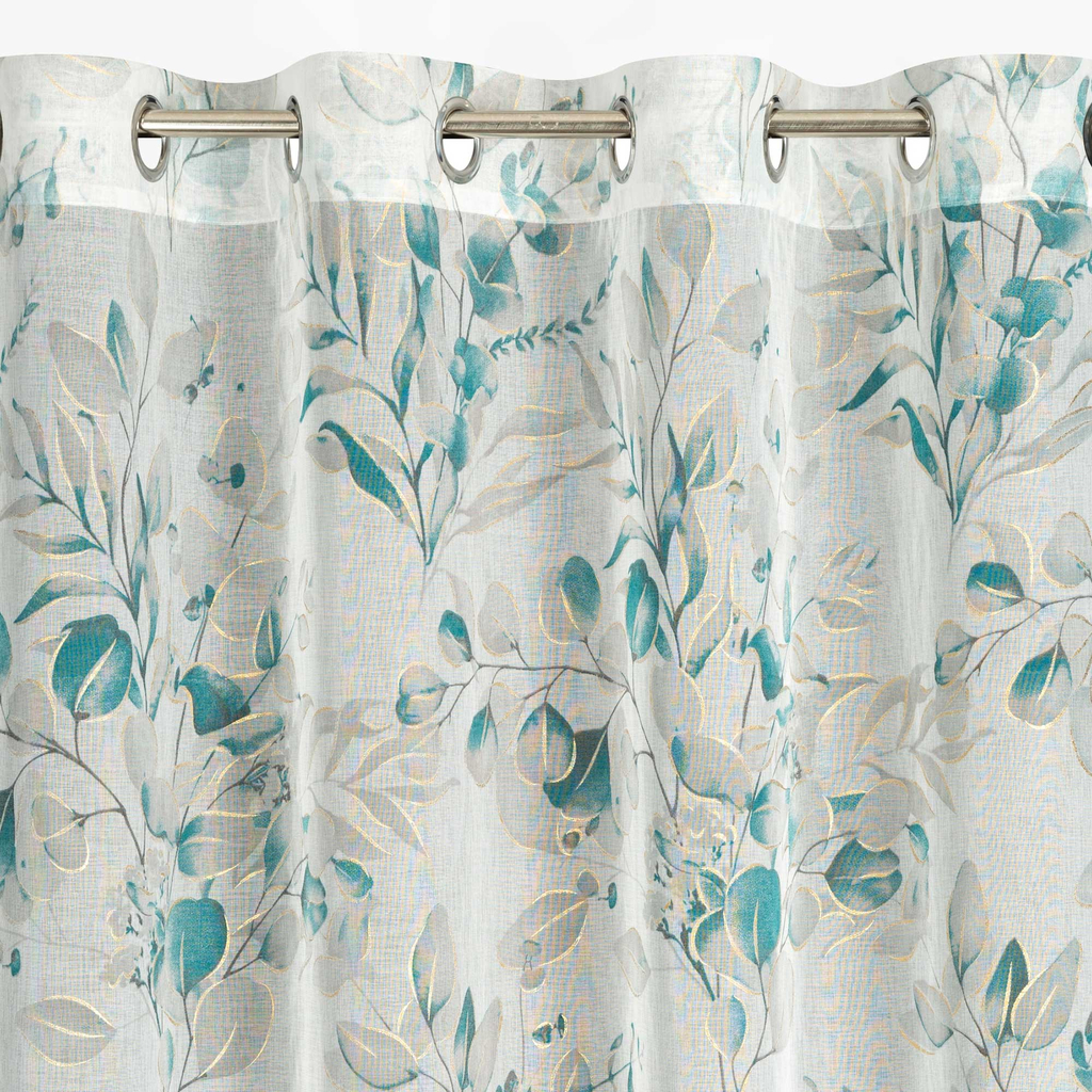 Záves na kolieskach bielo-tyrkysová AVA 140x250 cm