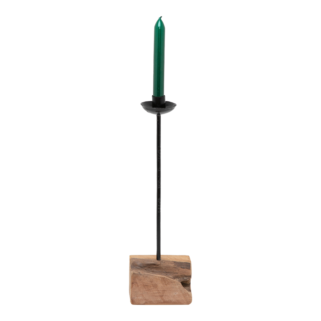 Svietnik na kónickú sviečku drevený 38,5 cm
