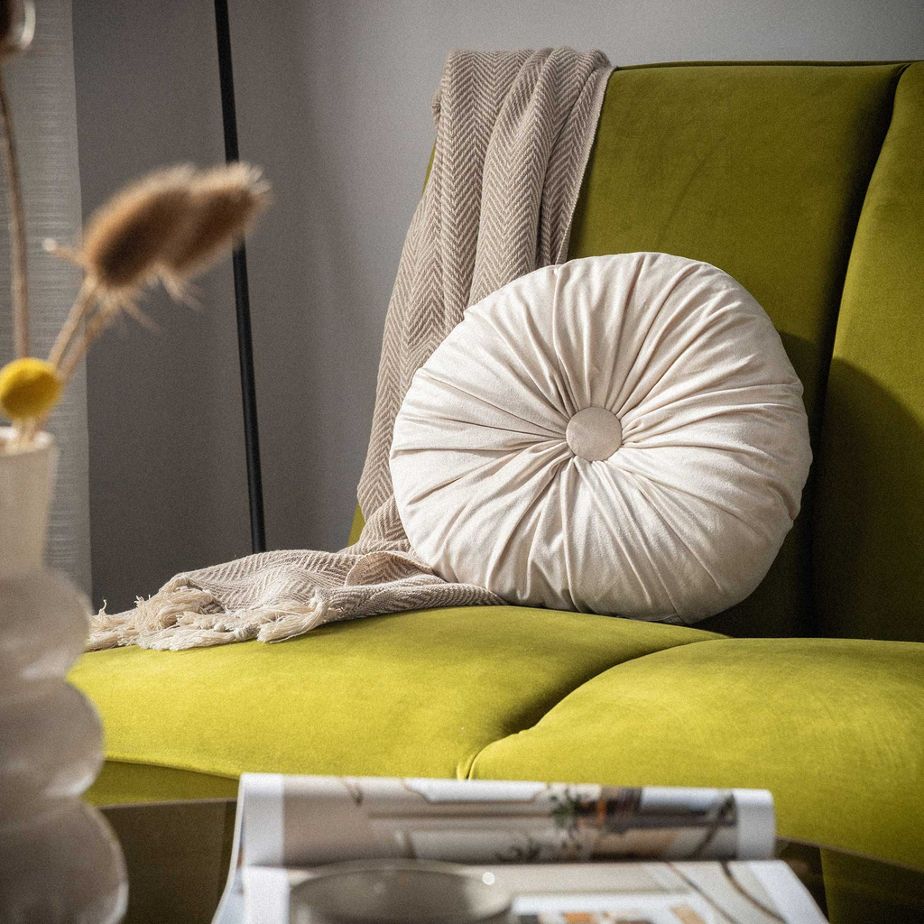 Dekoratívny okrúhly vankúš SELMA krémový 40 cm