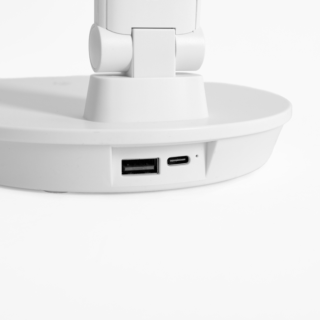 Stolná LED lampa s okrúhlou základňou biela