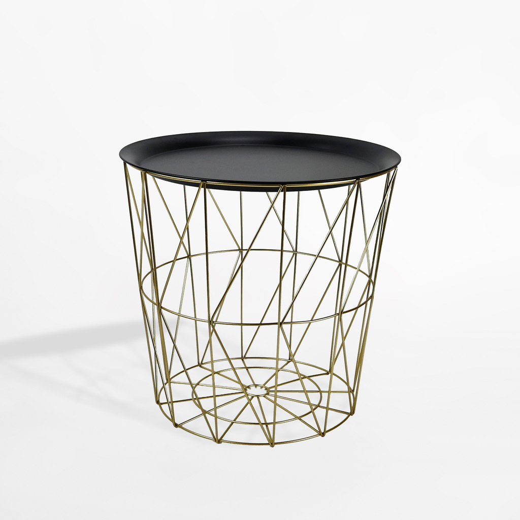 Stolík s úložným priestorom 38 cm zlato-čierny