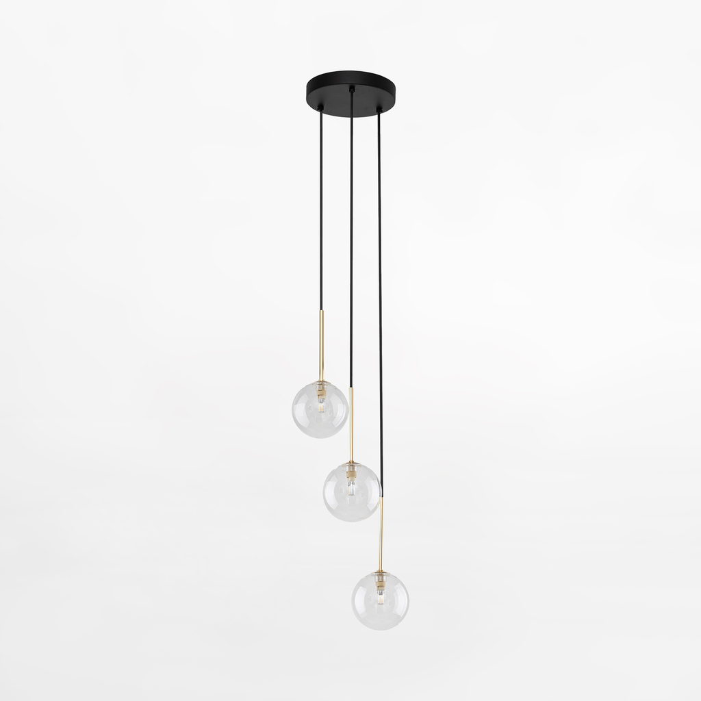 Závesné svietidlo gule čierno-zlaté NILOS 3