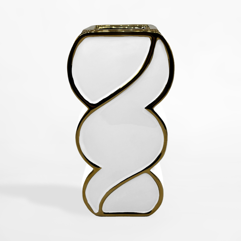 Moderná váza bielo-zlatá 30 cm