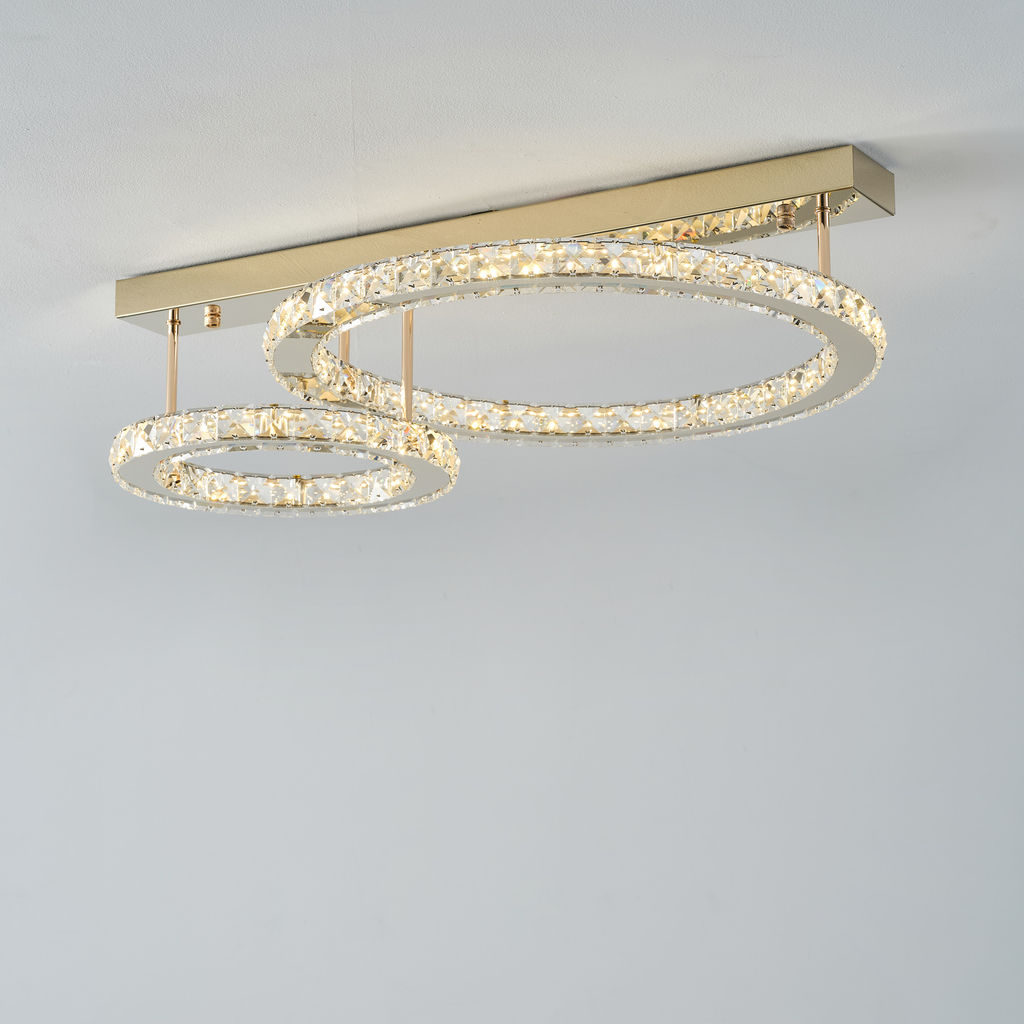 Stropné LED svietidlo GIRONA 2 krúžky zlaté