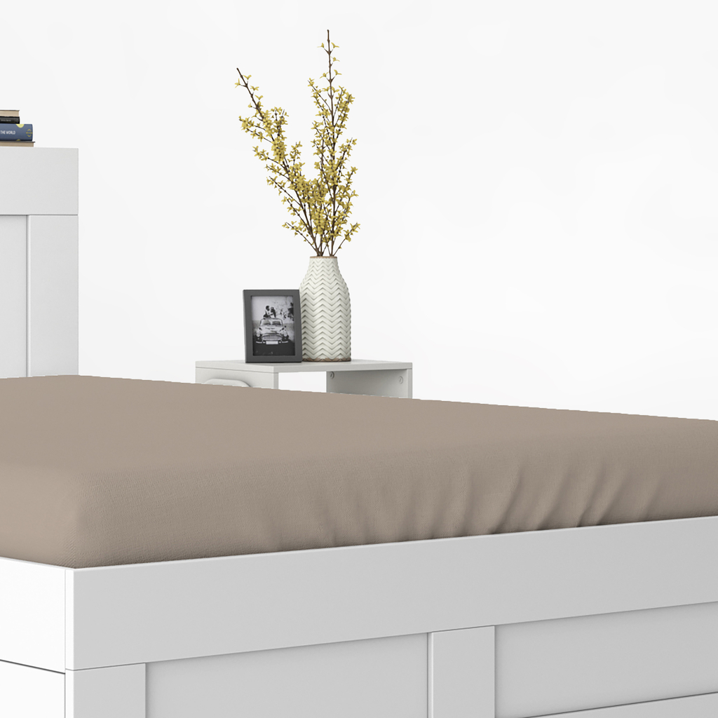 Saténové prestieradlo s gumičkou taupe PURE 180x200 cm