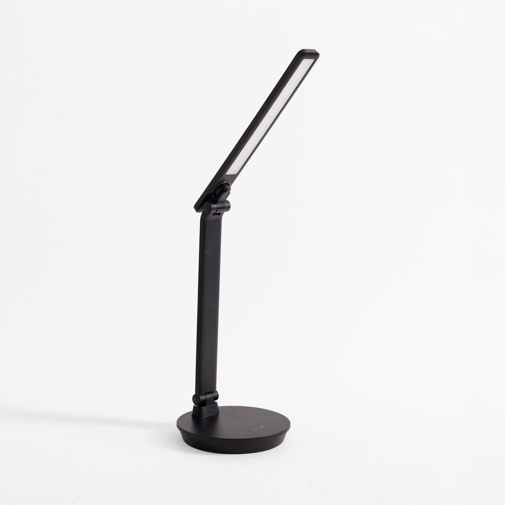 Stolná LED lampa s okrúhlou základňou čierna