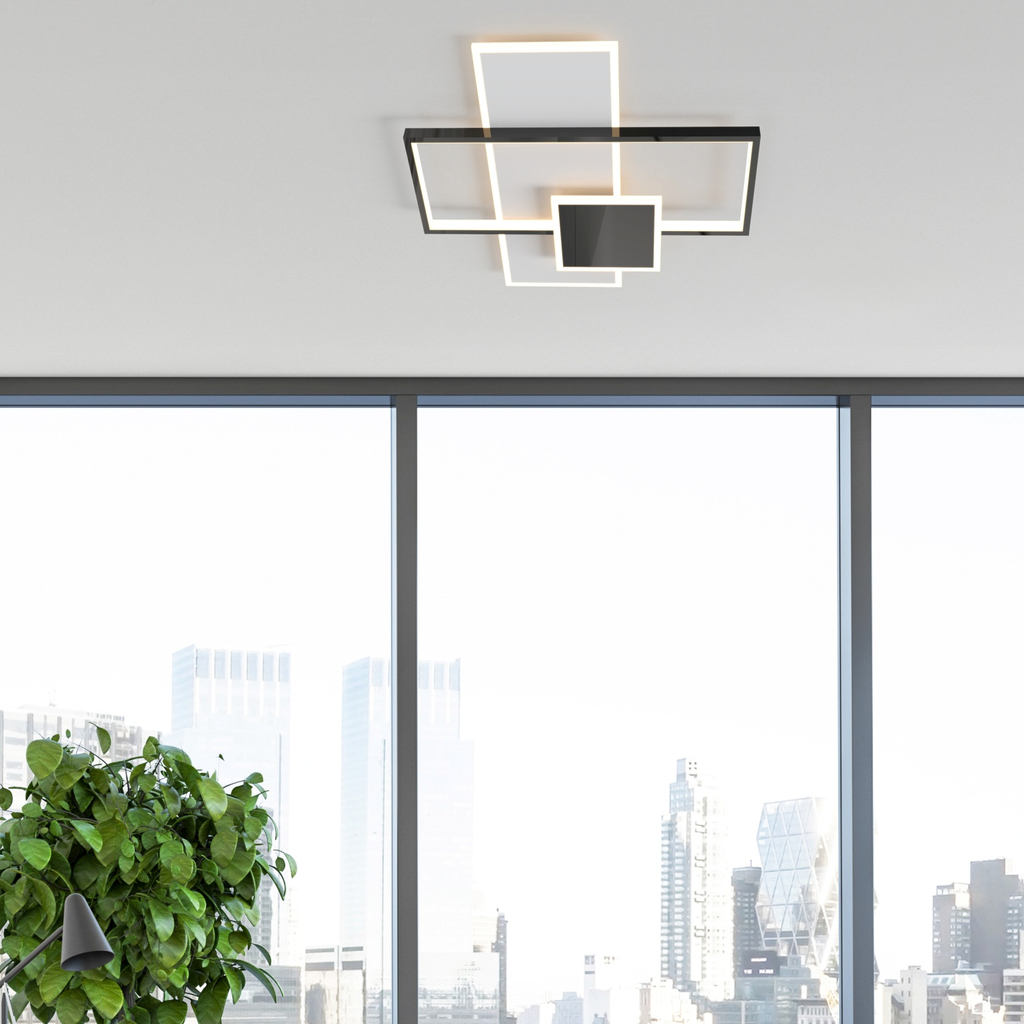 Geometrické stropné LED svietidlo čierno-biele