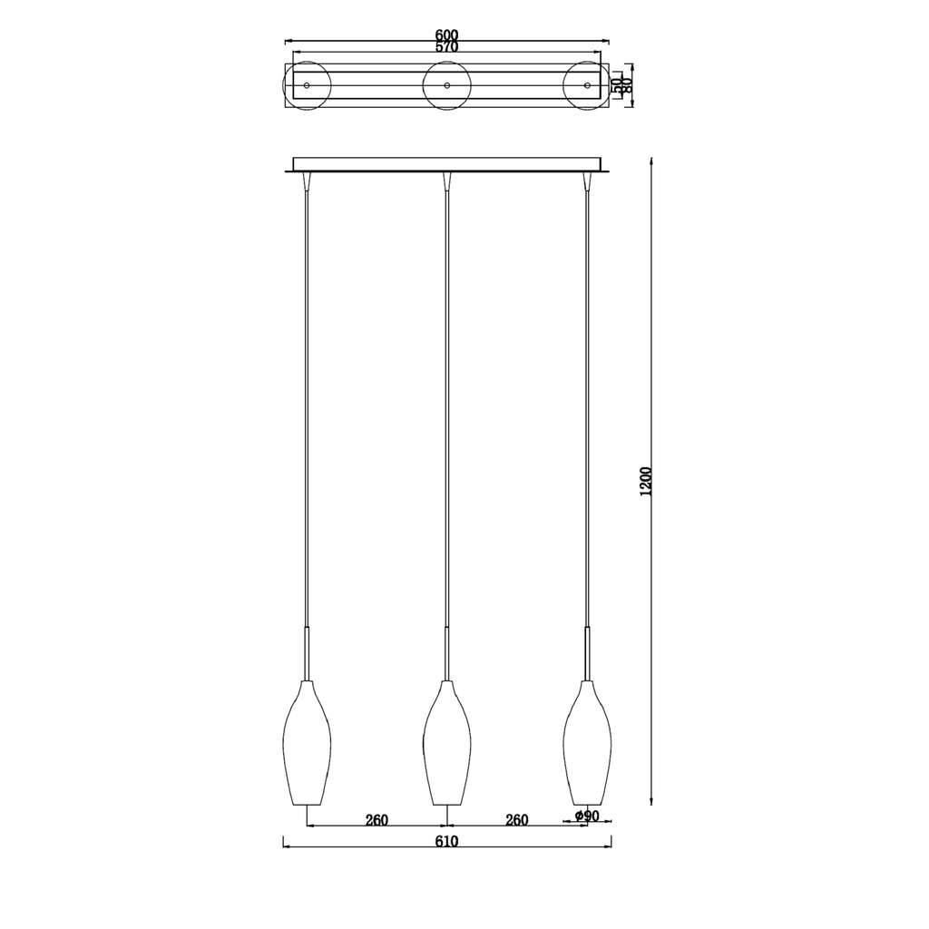 Závesná lampa CHAMPAGNE 3