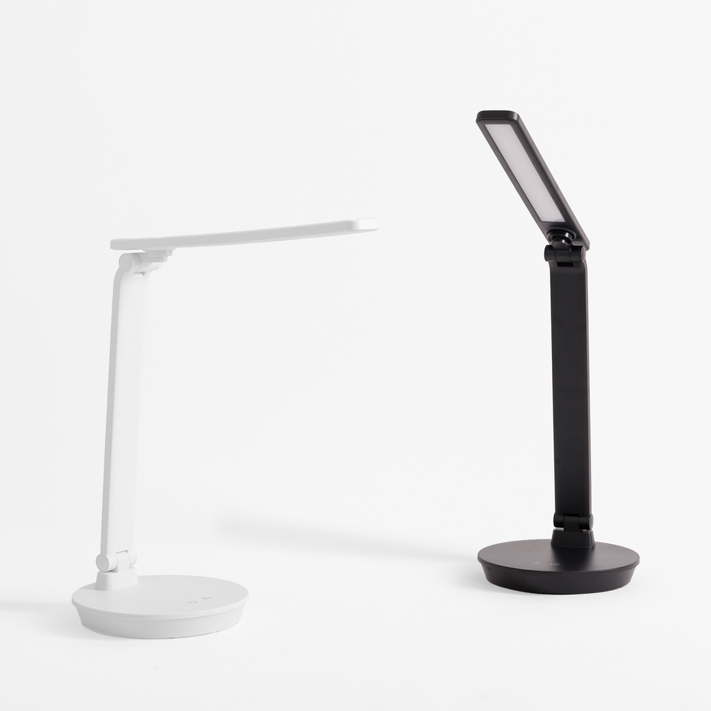 Stolná LED lampa s okrúhlou základňou biela