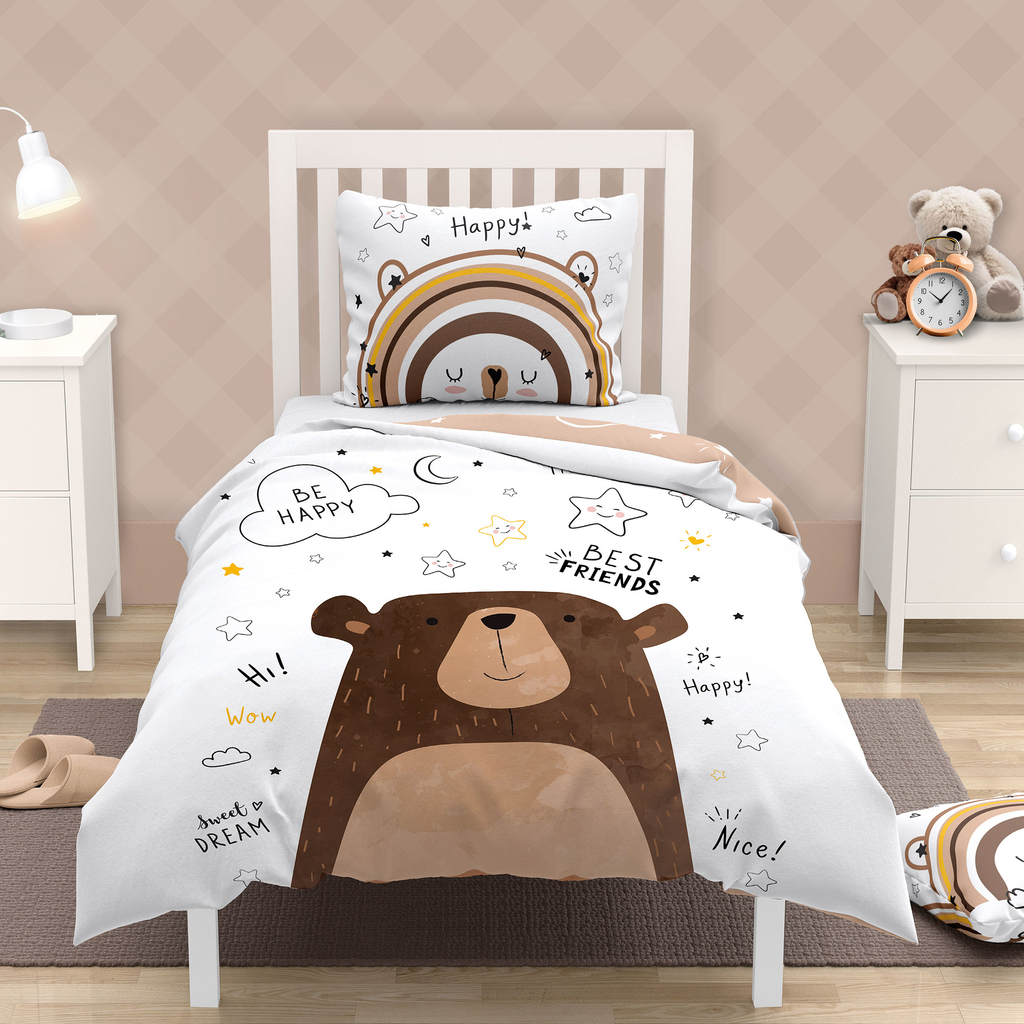 Bavlnená posteľná bielizeň LULULAND MEDVEDÍK 160x200 cm