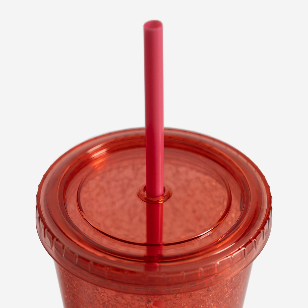 Plastový pohár so slamkou červený 500 ml