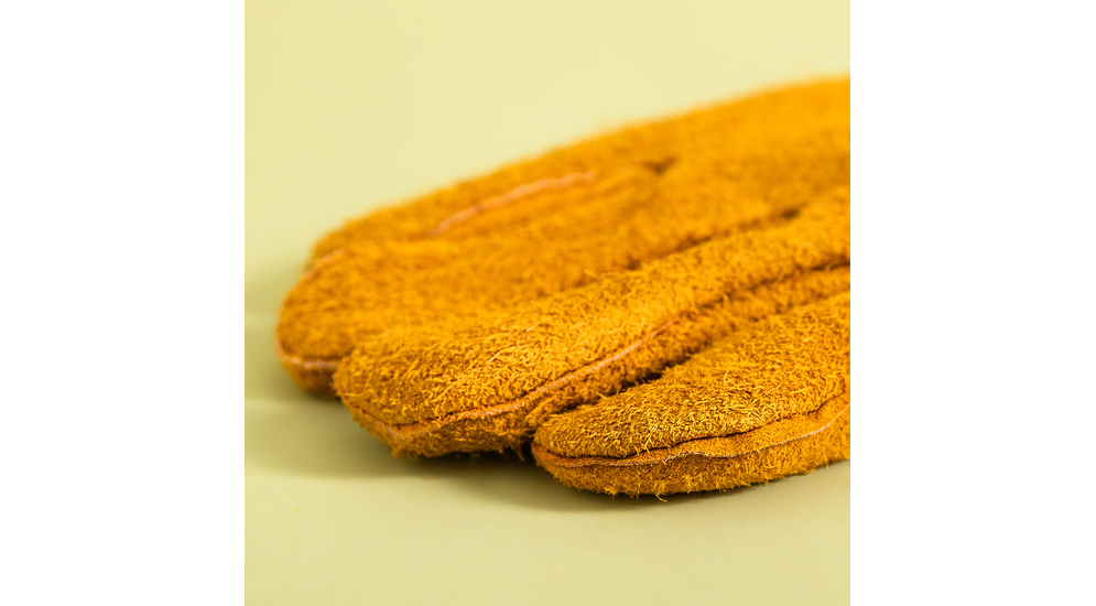 Hnedé kožené rukavice na grilovanie 35 cm
