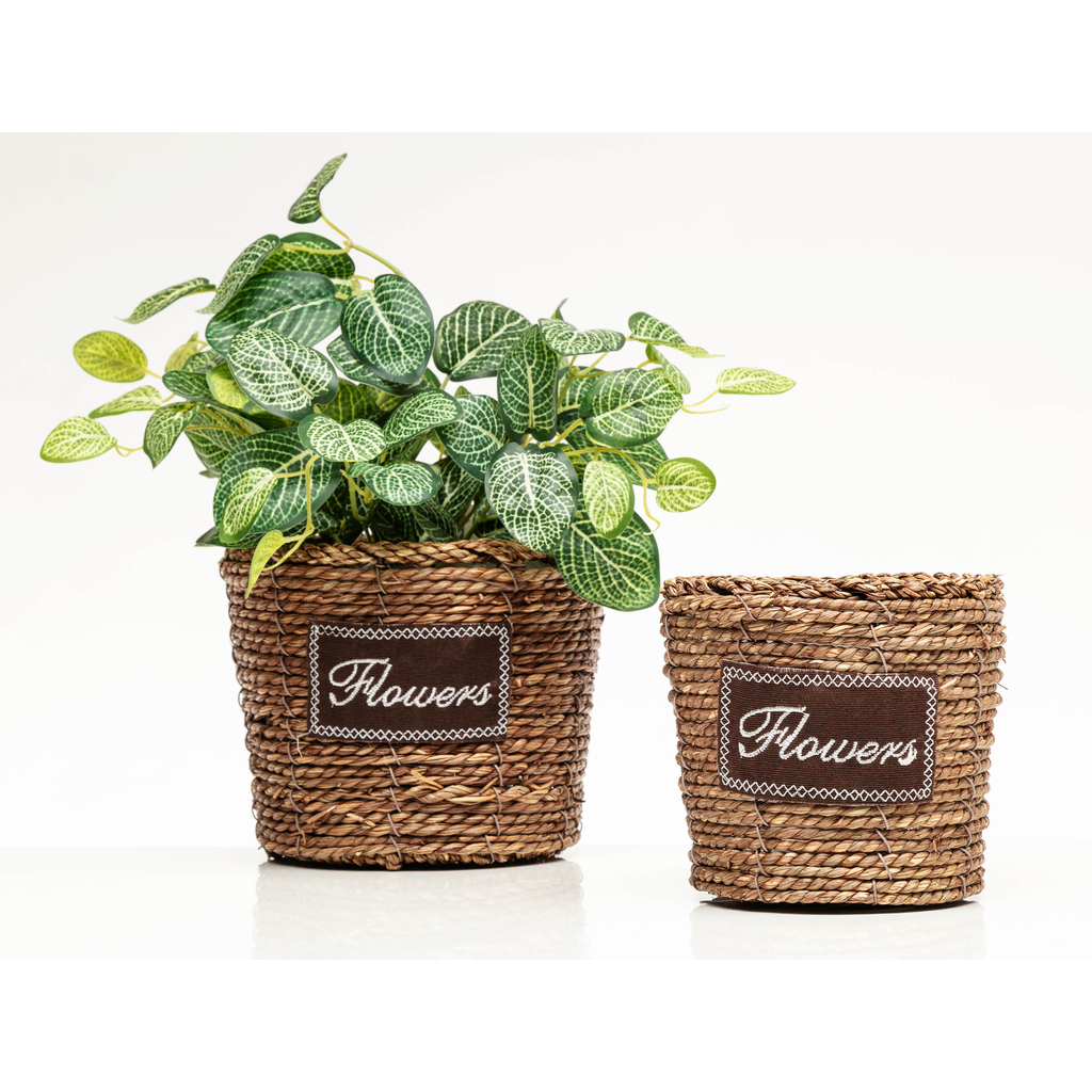 Obal na črepník pletený, súprava2 ks