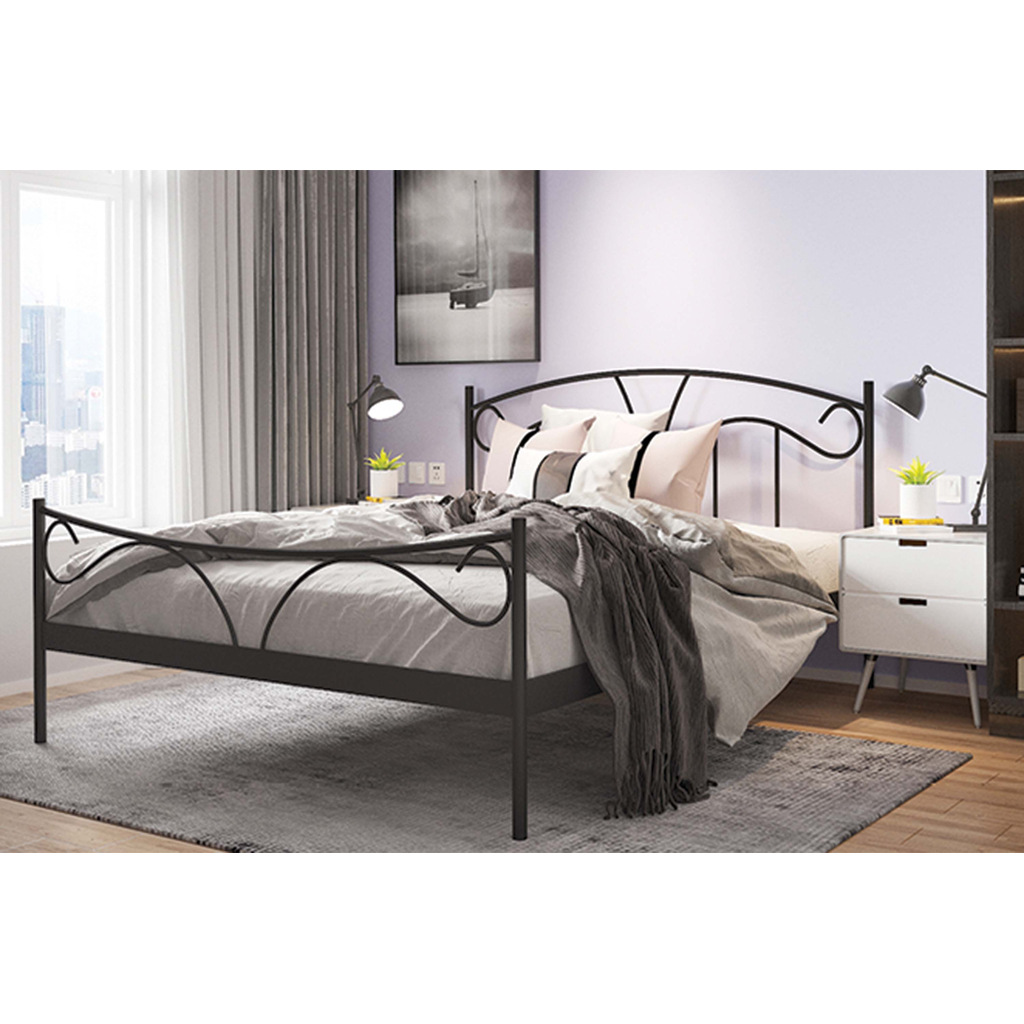 Kovová posteľ s roštom čierna VIVA 180x200 cm