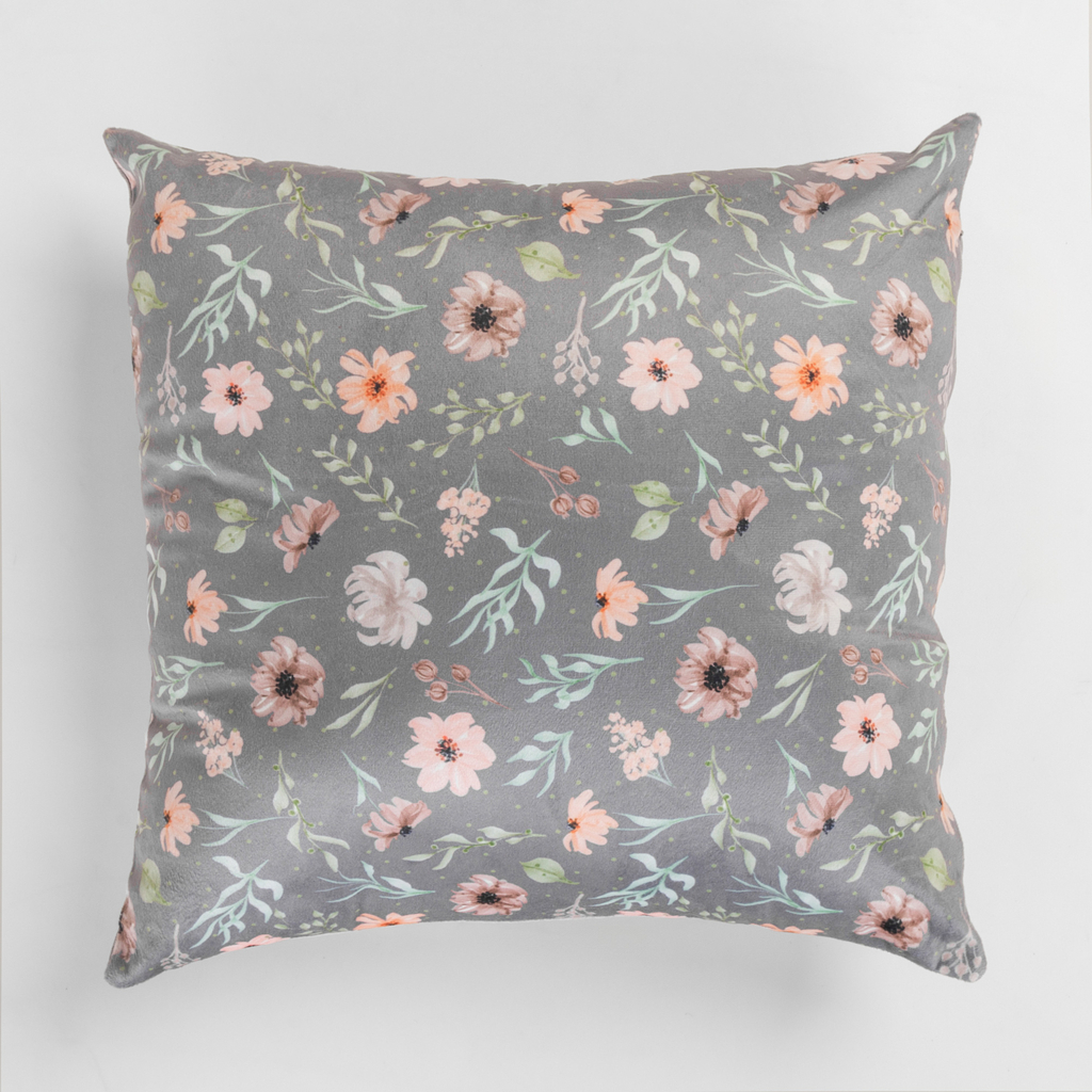 Kvetinová dekoratívna obliečka na vankúš DAISY sivá 45x45 cm