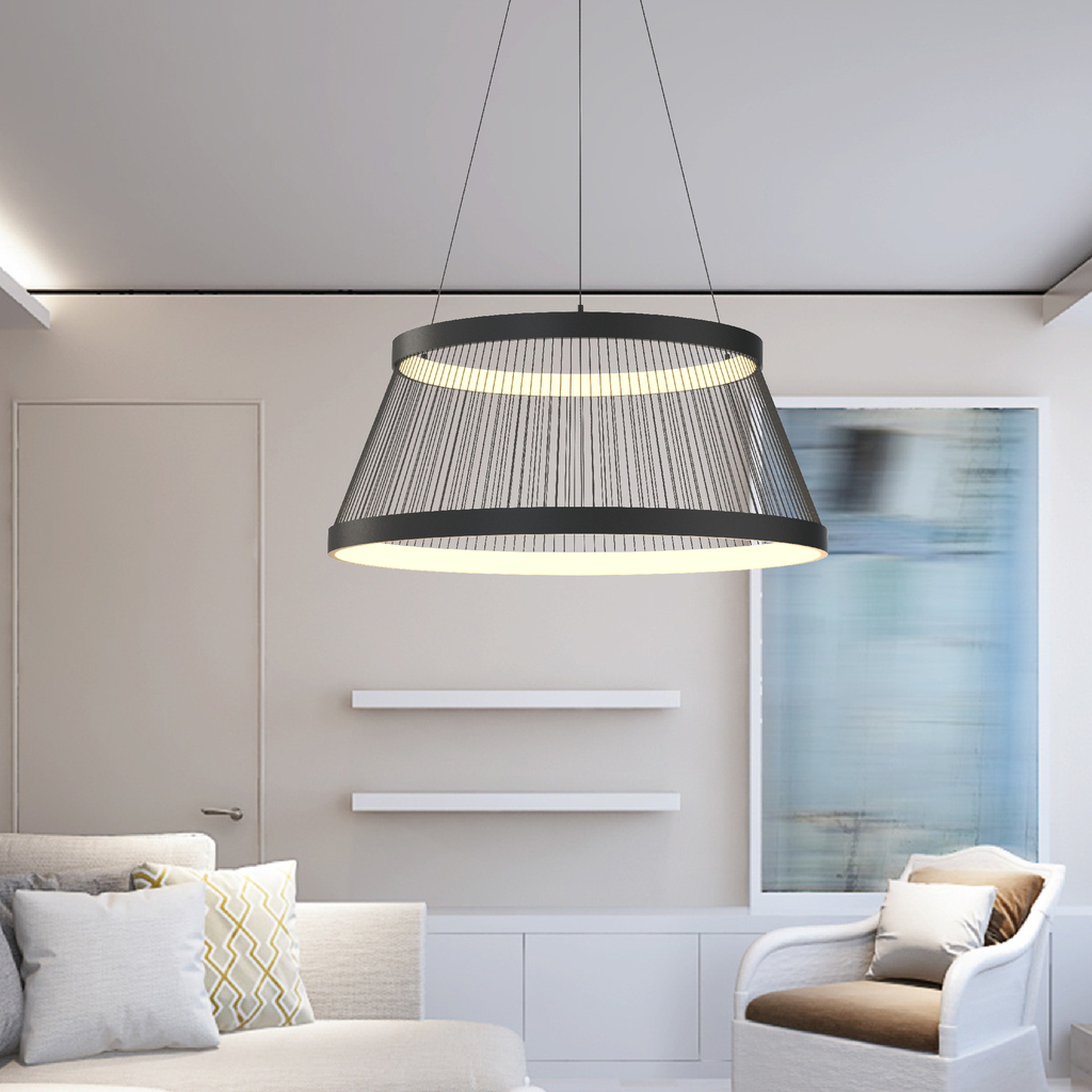 Závesné LED svietidlo v čiernej farbe BALU s diaľkovým ovládaním