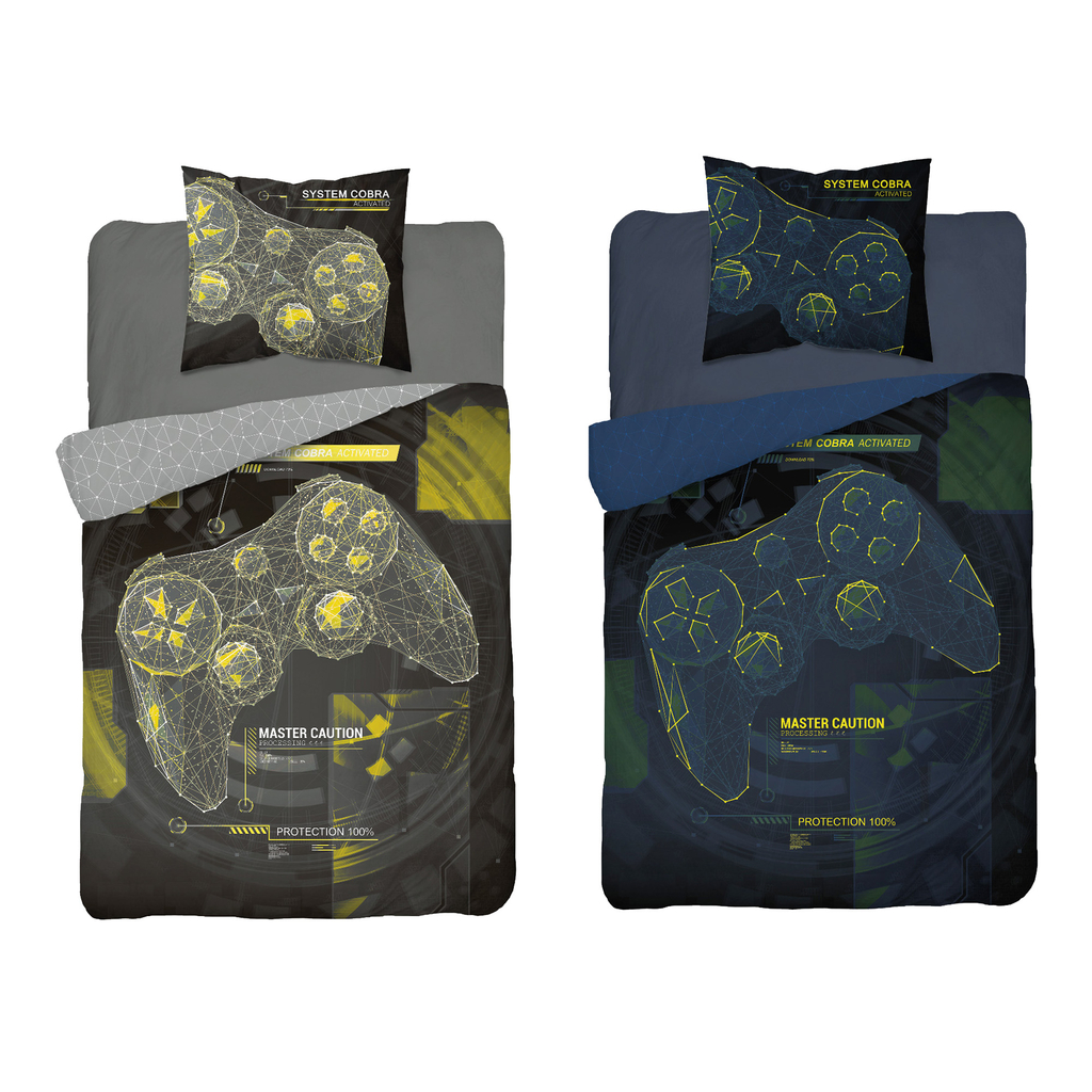 Posteľná bielizeň svietiaca v tme FLUO HRACIA KONZOLA čierna 140 x 200 cm