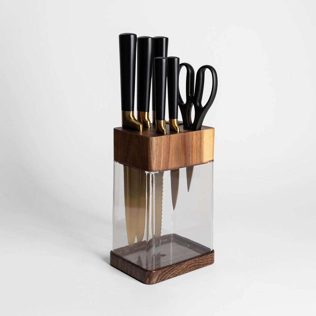 Súprava zlatých nožov v bloku COMO 8-dielna