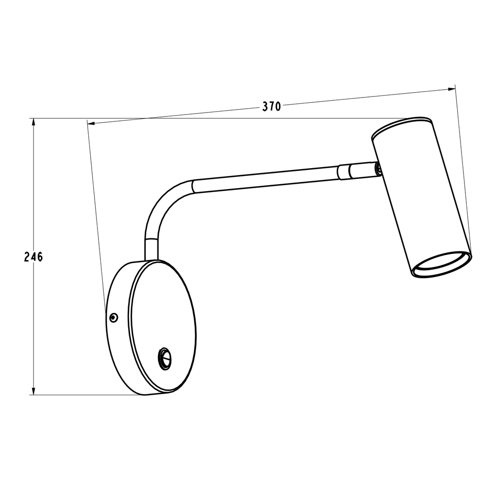 Čierne moderné nástenné svietidlo s nastaviteľným ramenom TUBO WL