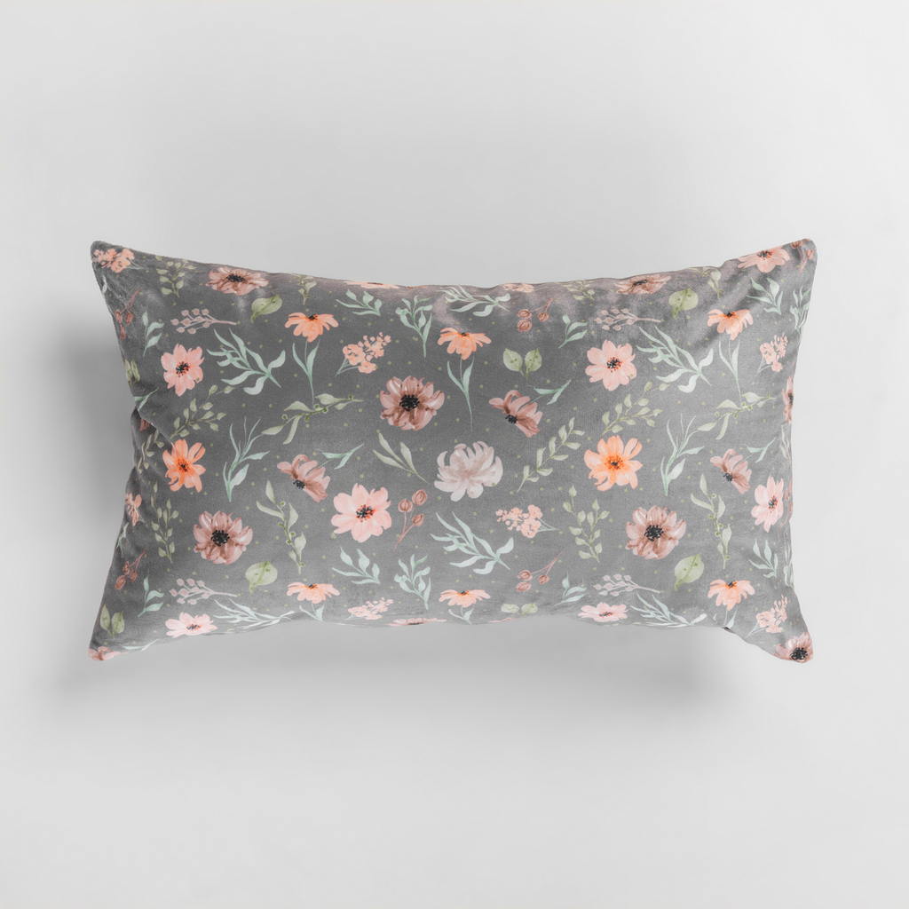 Dekoratívna kvetinová obliečka na vankúš DAISY sivá 30x50 cm