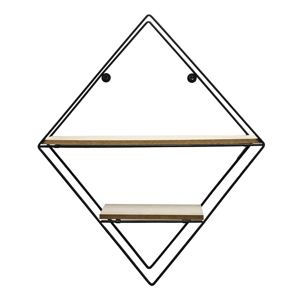 Kovová polica čierna kosoštvorec 46x40 cm