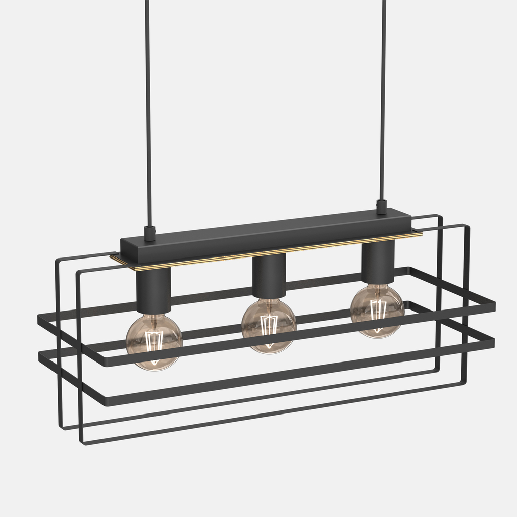 Závesné svietidlo čierny kov/svetlé drevo KORTEZ III