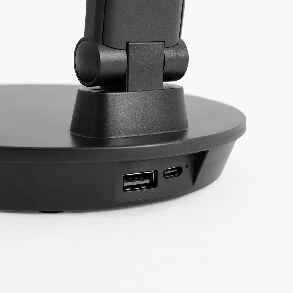 Stolná LED lampa s okrúhlou základňou čierna