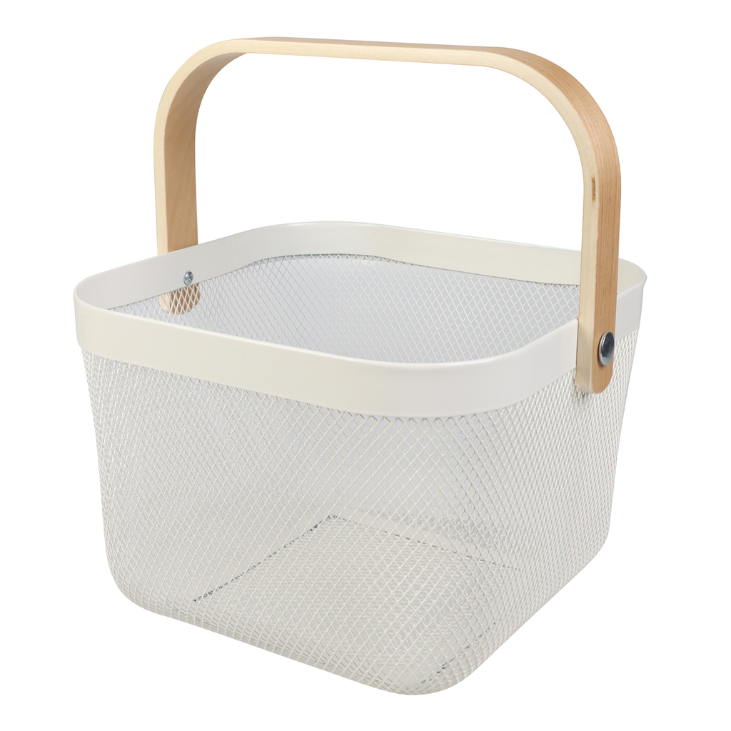 Úložný kôš s držadlom biely