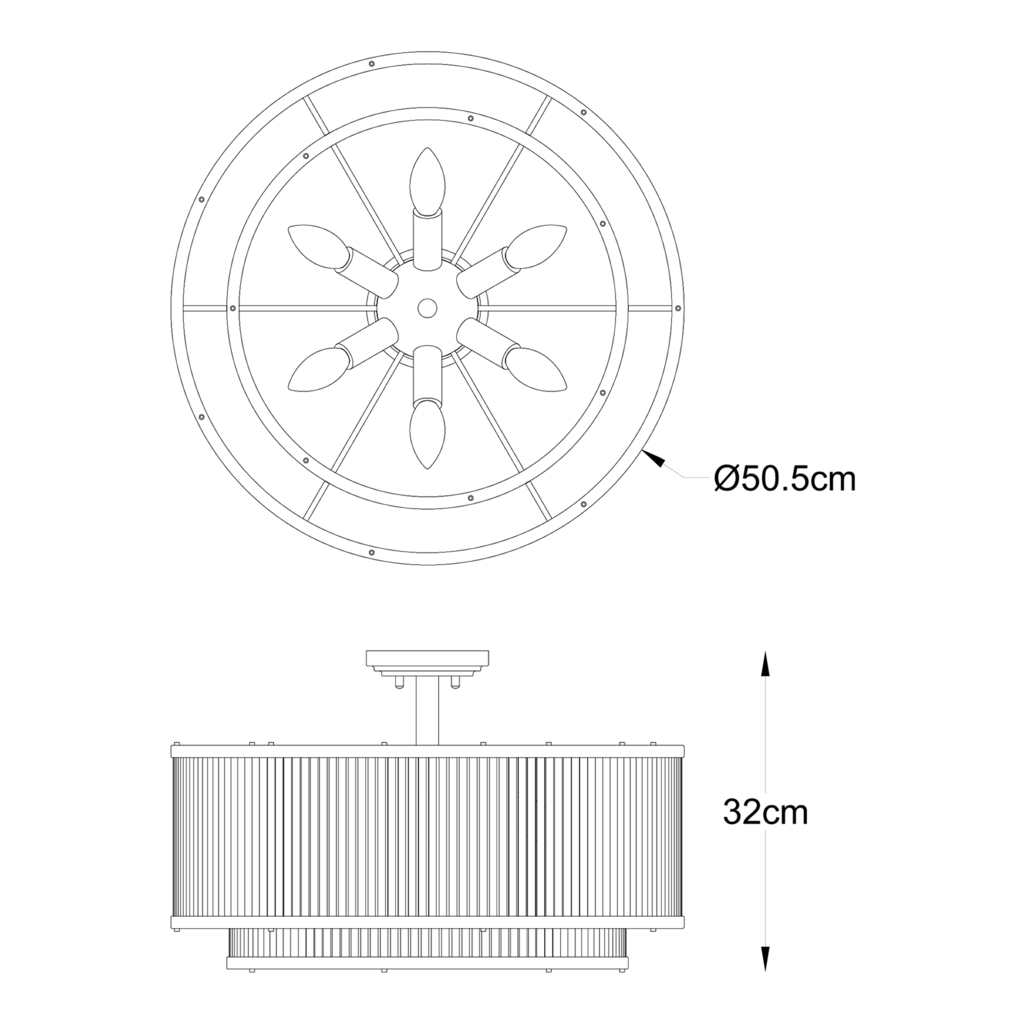 Stropné svietidlo SERGIO čierne 50 cm
