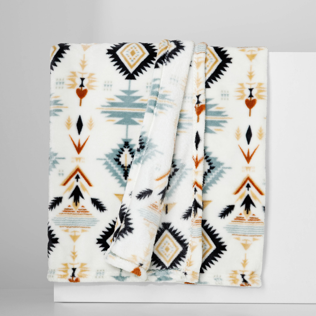 Deka, boho vzor, biela CODIE 130x160 cm