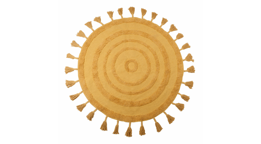 Okrúhly koberec BOHO so strapcami, žltý 100 cm