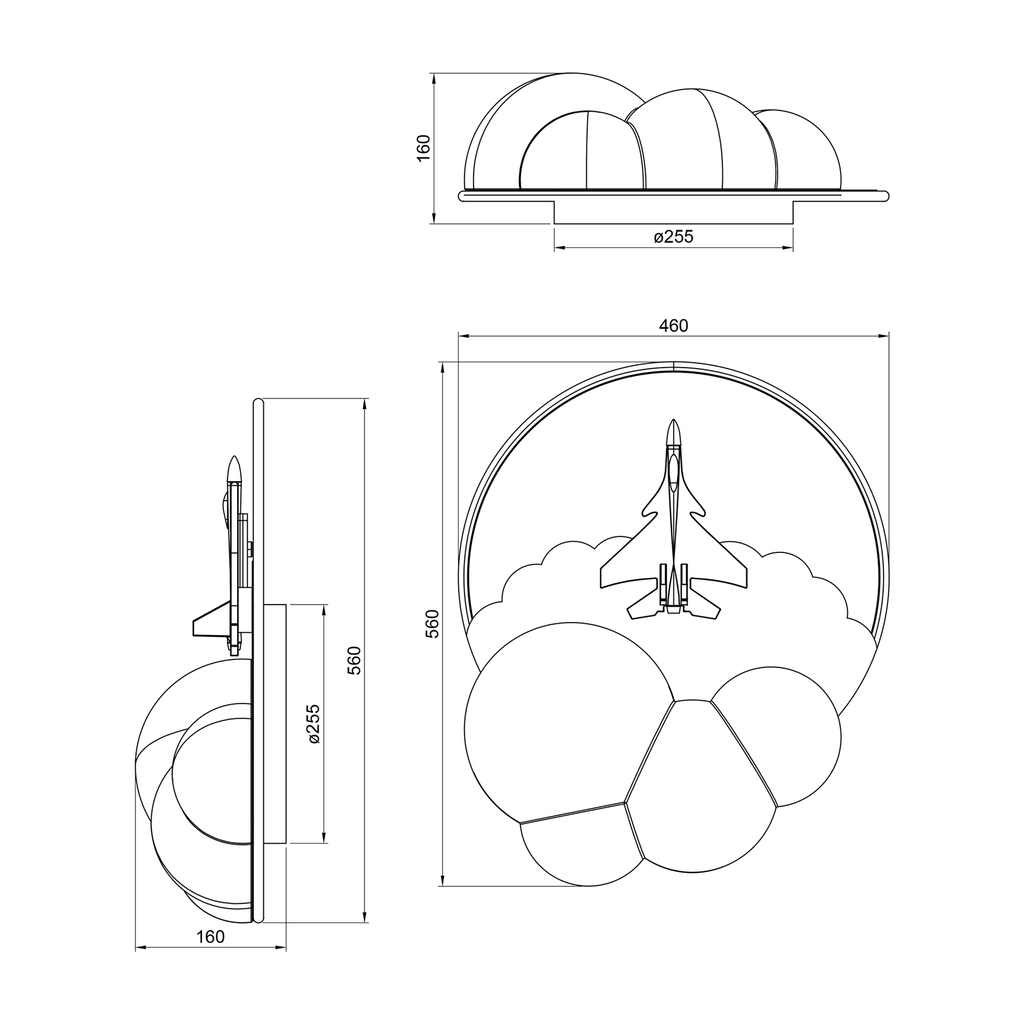 Zlaté stropné LED svietidlo FOCUS lietadlo s diaľkovým ovládaním