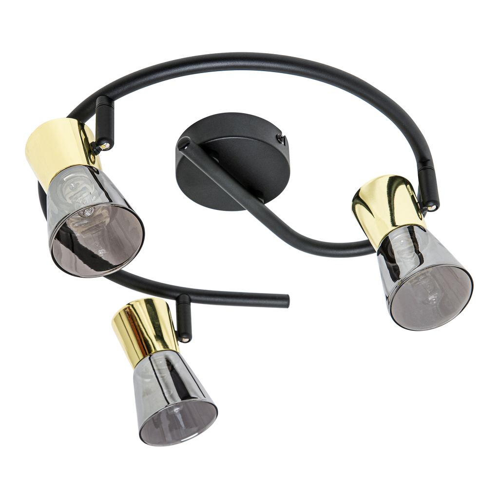 Stropné svietidlo 3-bodové čierno-zlaté CENTO 30 cm