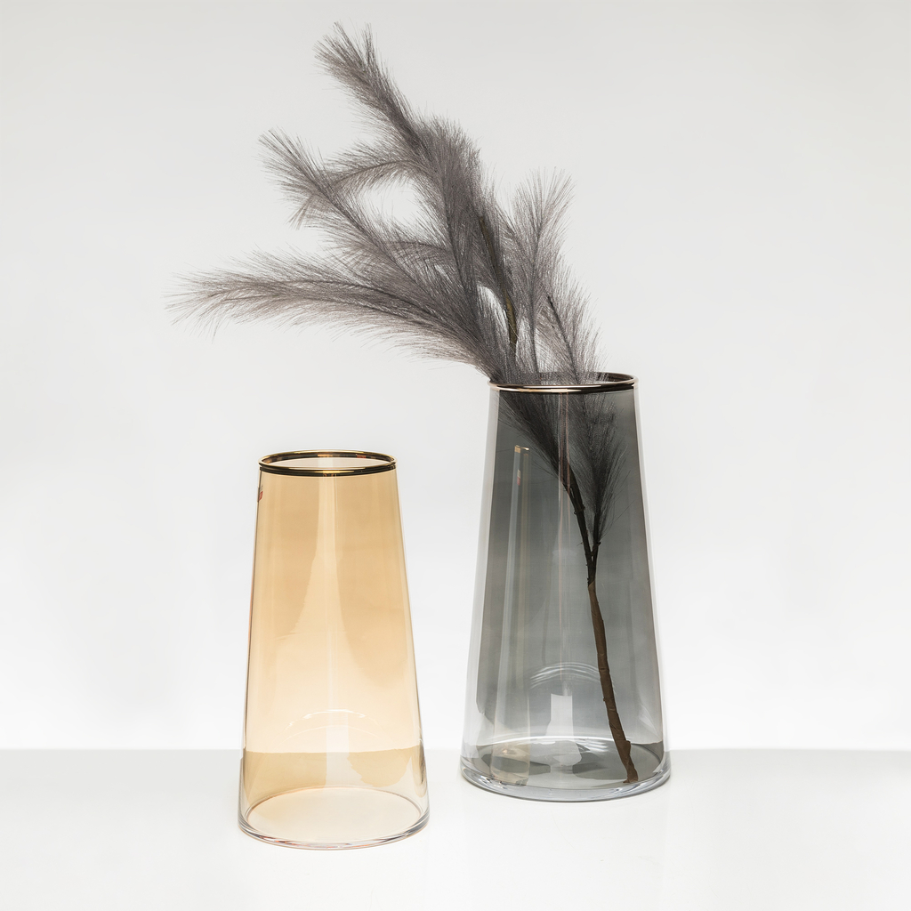 Sklenená váza čierna dymová LISTER 24 cm