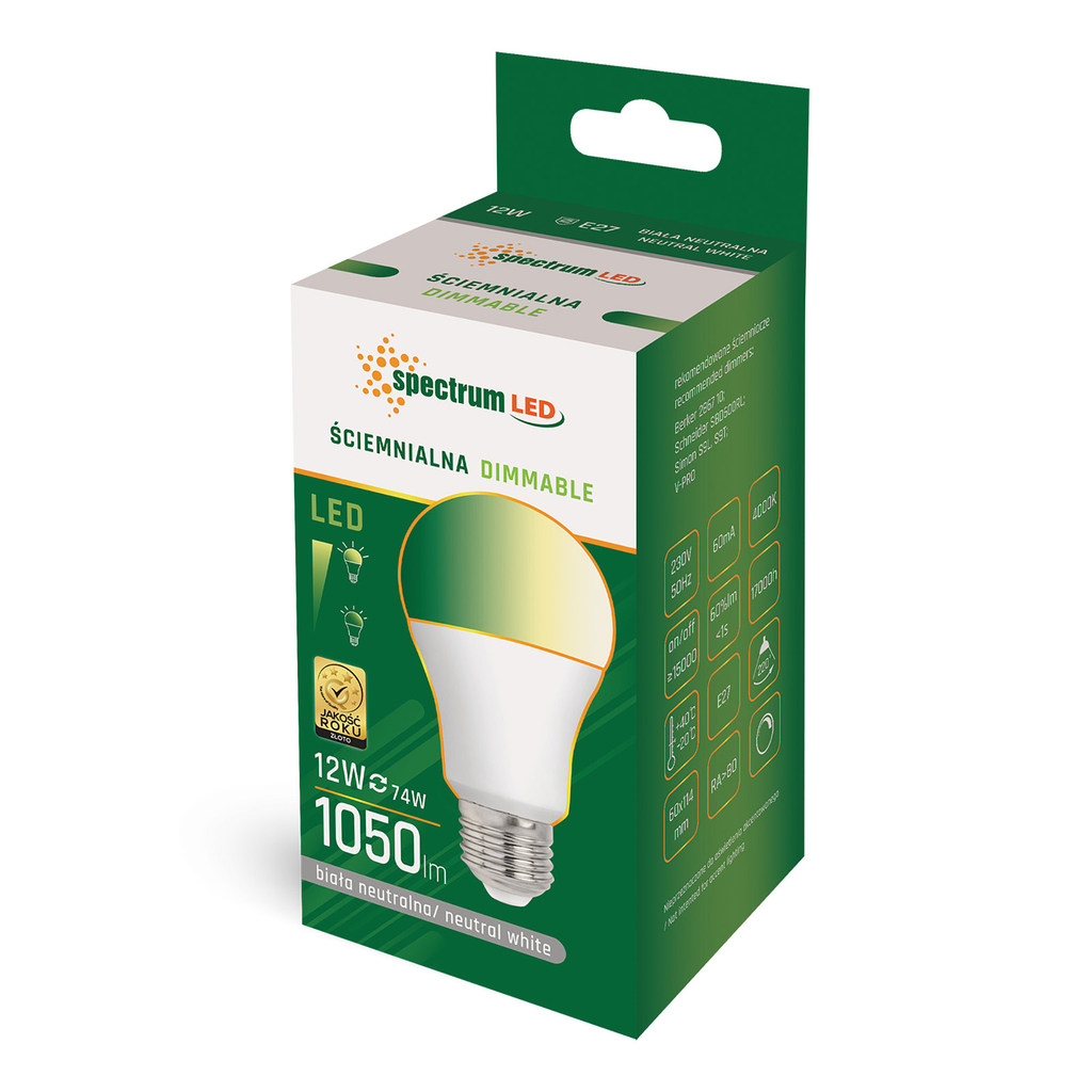 LED žiarovka E27 12W neutrálna farba GLS DIMMABLE SPECTRUM