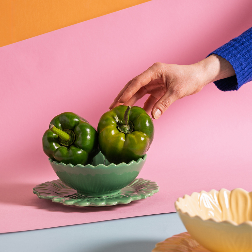 Dezertný tanier zelený kvet 21 cm