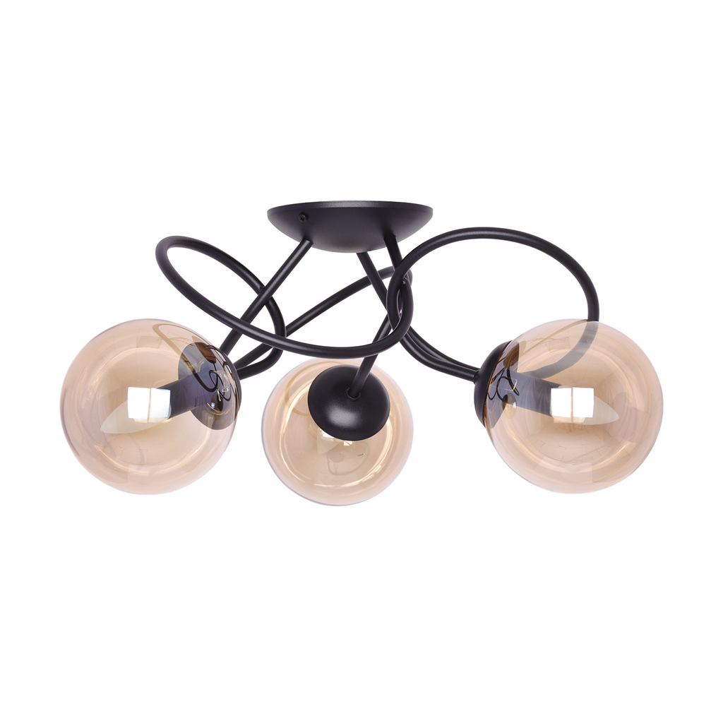 Stropné svietidlo FLORO 3 gule čierne