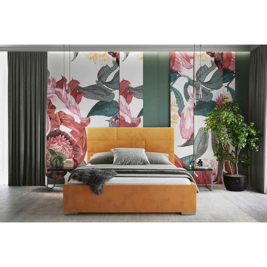 Horčicová posteľ s úložným priestorom MEZO 90 x 200 cm