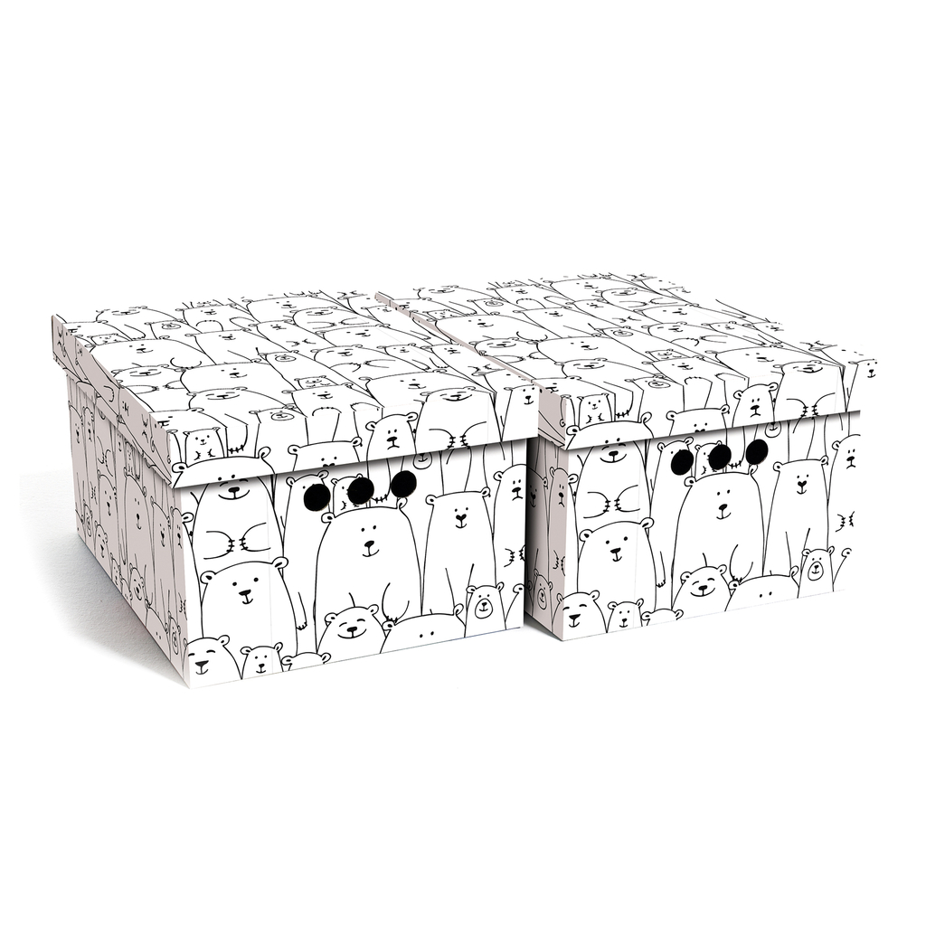 Dekoratívna kartónová krabička BIELI MACKOVIA, súprava 2 ks