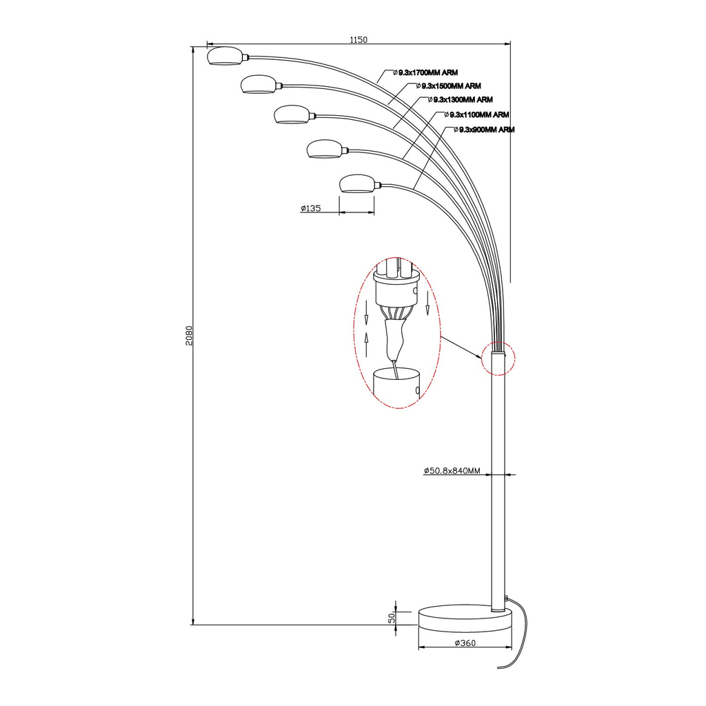 Moderné biele stojace svietidlo VENTI