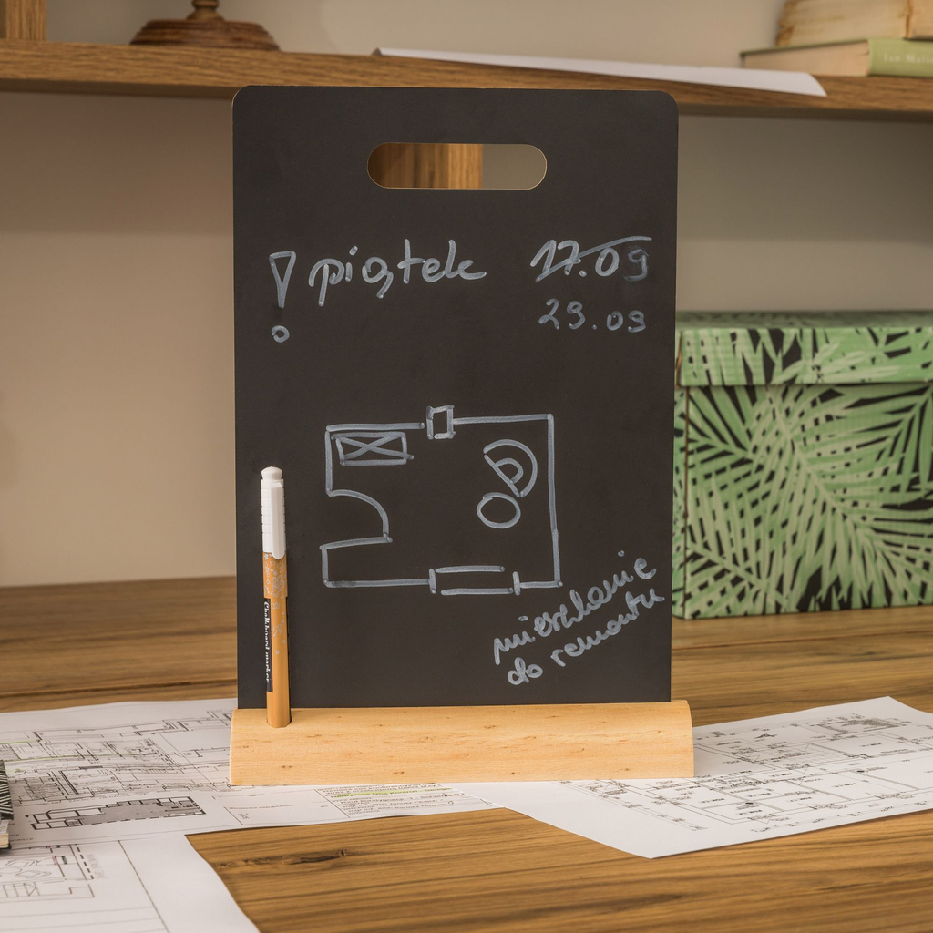 Kriedová tabuľa s držadlom a kriedovou fixkou 20x30 cm