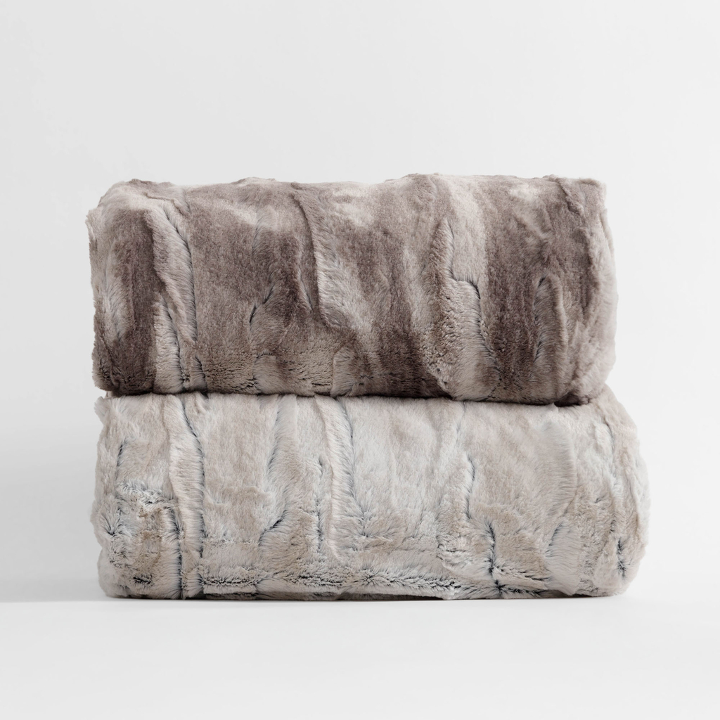 Kožušinová deka v sivo-hnedej farbe OSLO 200x200 cm
