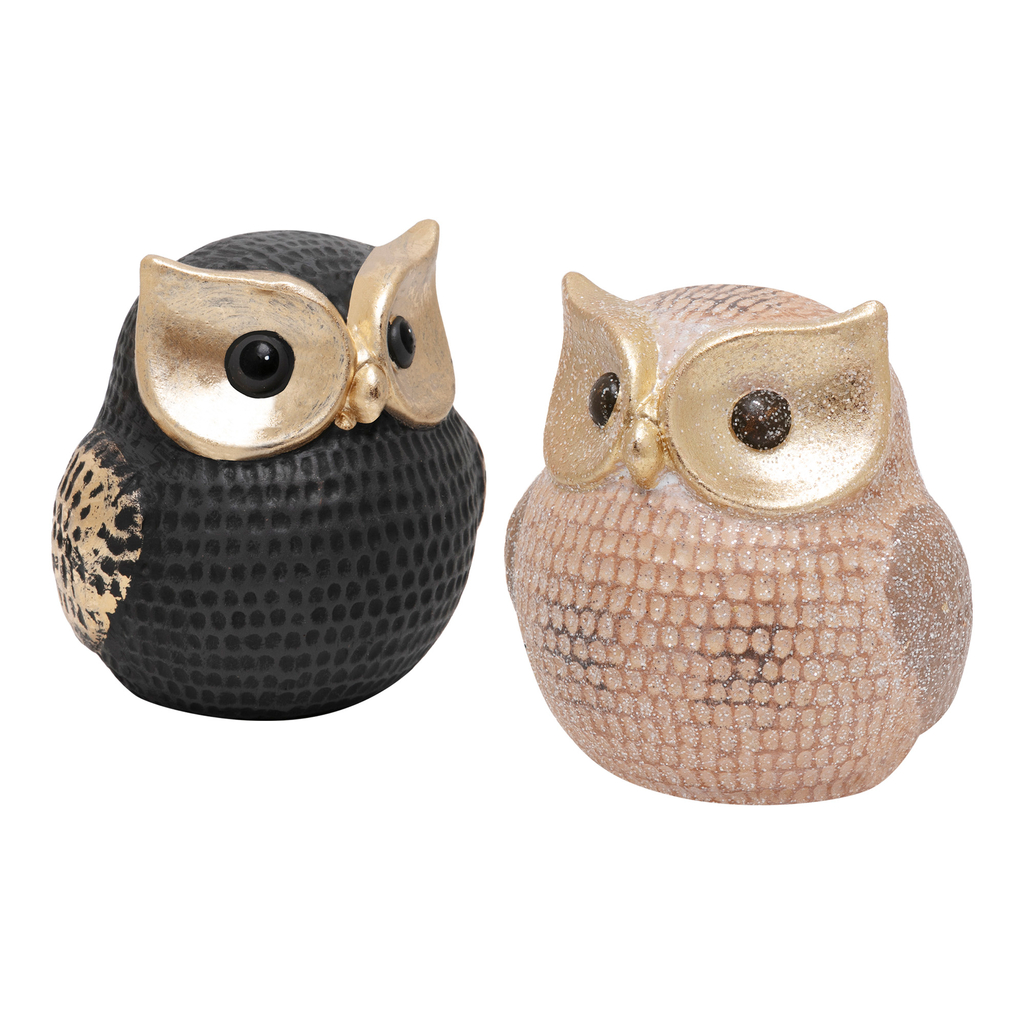 Dekoračná figúrka SOVA čierno-zlatá 14 cm